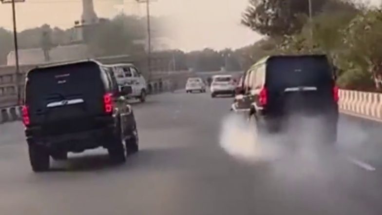 Stunt Video Viral: खतरनाक स्टंटबाजी का वीडियो वायरल, सड़क पर लहारते दिखी बिना नंबर प्लेट की स्कॉर्पियो