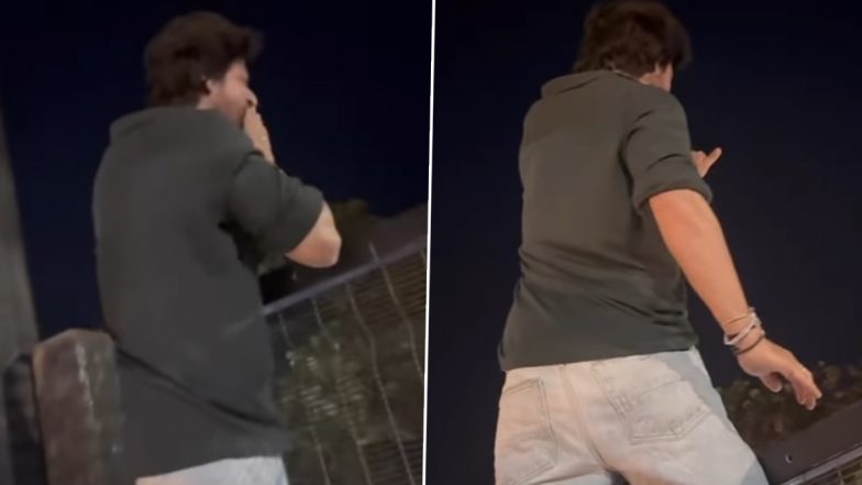 Pathaan: Shah Rukh Khan के घर के सामने रविवार को जुटा जन सैलाब, SRK ने मन्नत की बालकनी पर आकर फैंस का किया अभिवादन (Watch Video)