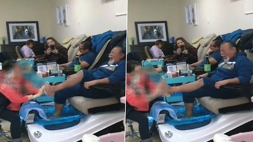  पेडीक्योर करवाते वक्त पागलों की तरह हंसता दिखा शख्स, फनी वीडियो वायरल