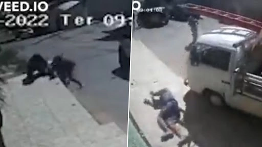 शख्स ने की महिला को लूटने की कोशिश, तुरंत मिला कर्म का फल, देखें वीडियो