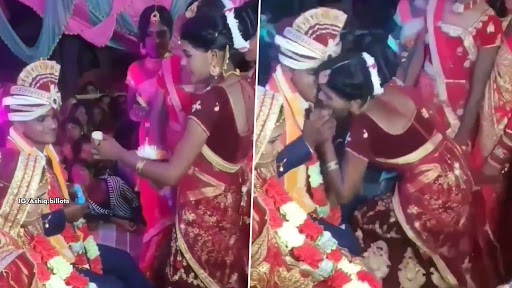 Video: स्टेज पर जीजा को गुलाब जामुन खिलाने की कोशिश कर रही थी साली, उसके बाद हुआ कुछ ऐसा..देखें वीडियो