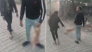 Viral Video: युवक-युवती ने मिलकर पार की हैवानियत की सारी हदें, कुत्ते के बच्चे का दो पैर पकड़कर क्रूर हरकते करते नजर आए