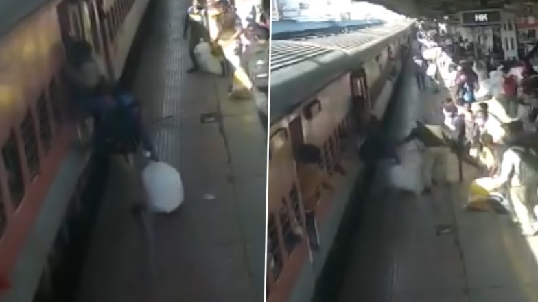 Maharashtra: नासिक रेलवे स्टेशन पर चलती ट्रेन में चढ़ने की कोशिश में यात्री का बिगड़ा बैलेंस, RPF के जवानों ने ऐसे बचाई जान- Watch Video