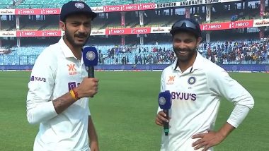 Ind vs Aus: ऑस्ट्रेलिया के खिलाफ दूसरी जीत के बाद अपने प्रदर्शन का विश्लेषण करते दिखें रवींद्र जडेजा और अक्षर पटेल, देखें मजेदार बातचीत