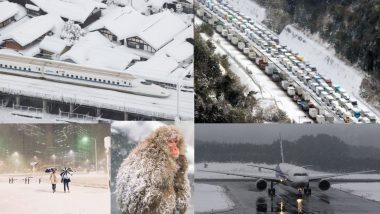 Japan Snowfall Photos: जापान में भारी बर्फबारी से जनजीवन अस्त-व्यस्त, फ्लाइट और ट्रेन सेवाएं प्रभावित