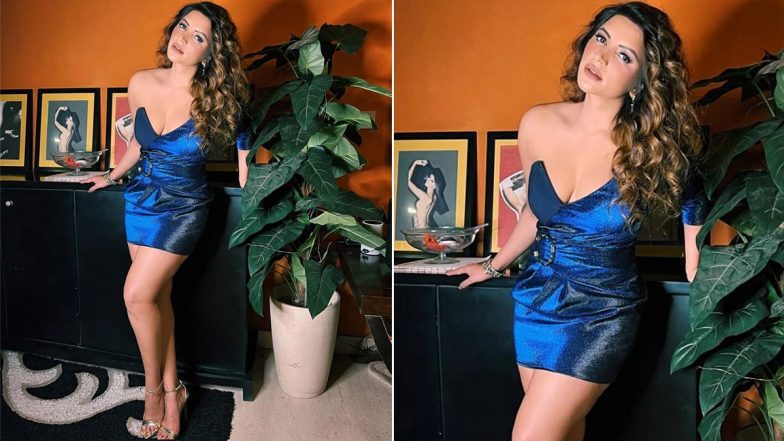 Shama Sikander ने ब्लू डीप नेक बॉडीकॉन ड्रेस पहन बढ़ाया पारा, एक्ट्रेस की हॉटनेस उड़ा देगी आपके होश (View Pic)
