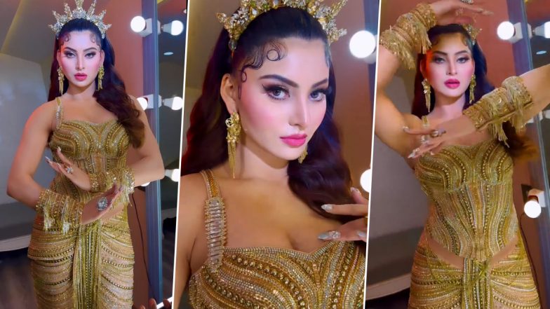 Urvashi Rautela का गोल्डन आउटफिट में दिखा अप्सरा अवतार, एक्ट्रेस ने पेश किया सेक्सी नृत्य (Watch Video)