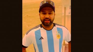 Rohit Sharma in Argentina football jersey: भारतीय कप्तान रोहित शर्मा का अर्जेंटीना फूटबाल टीम की जर्सी में दिखा नया अवतार, देखें वायरल Photo