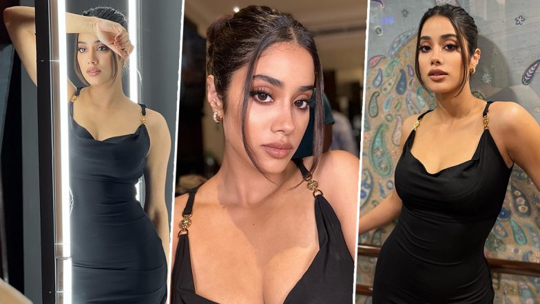 Janhvi Kapoor का ब्लैक बॉडीकॉन में दिखा कातिल लुक, एक्ट्रेस की हॉटनेस ने बढ़ाया तापमान (View Pics)