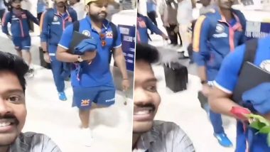 Rohit Sharma Proposes Fan: भारतीय कप्तान रोहित शर्मा ने फैन को एअरपोर्ट पर गुलाब देकर किया शादी के लिए प्रपोज, ख़ुशी से गदगद हुआ युवक, देखें मजेदार वीडियो