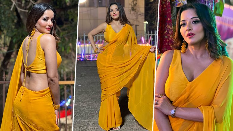 भोजपुरी एक्ट्रेस Monalisa ने  येल्लो हॉट साड़ी में फ्लॉन्ट किया सेक्सी फिगर, एक्ट्रेस का हॉटनेस ने फिर बढ़ाया पारा (See Pics)