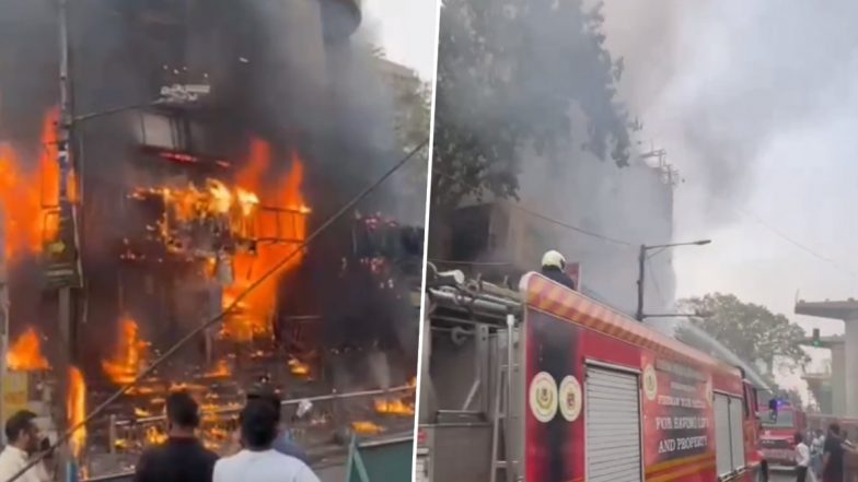 Massive Fire in Santacruz: मुंबई के सांताक्रूज में मान्यवर स्टोर के पास लगी भीषण आग, दमकल की गाड़ियां मौके पर (Watch Video)