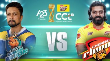 Karnataka Bulldozers vs Chennai Rhinos CCL 2023 Live Streaming: सेलिब्रिटी क्रिकेट लीग में कर्नाटक बुलडोजर और चेन्नई राइनोस का मुकाबला आज, जानें कब-कहां और कैसे देखें लाइव मैच
