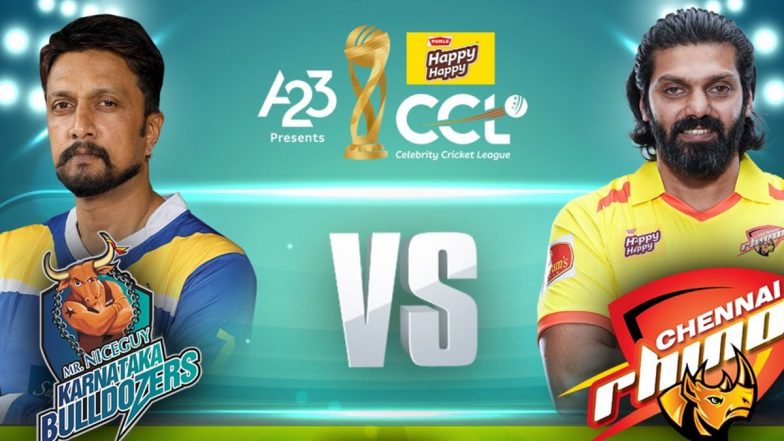 Karnataka Bulldozers vs Chennai Rhinos CCL 2023 Live Streaming: सेलिब्रिटी क्रिकेट लीग में कर्नाटक बुलडोजर और चेन्नई राइनोस का मुकाबला आज, जानें कब-कहां और कैसे देखें लाइव मैच