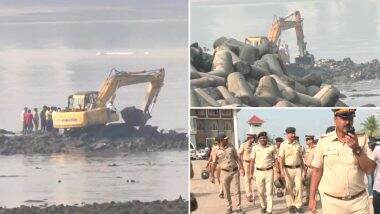 Mumbai: राज ठाकरे का आरोप, माहिम बीच से कुछ दूर समुद्र में अवैध रूप से बनाया जा रहा है दरगाह, गिराने को लेकर MNS प्रमुख के अल्टीमेटम के बाद तोड़क कार्रवाई शूरू (Watch Video)