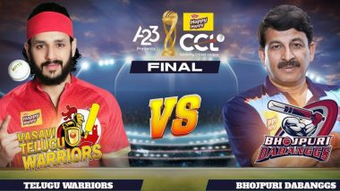 Telugu Warriors vs Bhojpuri Dabanggs CCL 2023 Final Match Live Streaming: सेलिब्रिटी क्रिकेट लीग में भोजपुरी दबंग्गस और तेलुगु वारियर्स के बीच आज खेला जाएगा फाइनल मुकाबला, जानें कब-कहां और कैसे देखें लाइव मैच