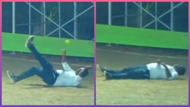 Funny Fielding Effort Video: भारत में टेनिस बॉल टूर्नामेंट मैच का एक मजेदार फील्डिंग प्रयास का वीडियो वायरल