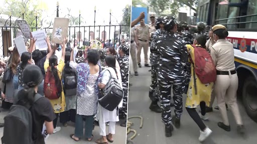 दिल्ली विश्वविद्यालय के IP कॉलेज में फेस्ट के दौरान कॉलेज की चारदीवारी पर चढ़े युवक, छात्राओं ने छेड़छाड़ के आरोप में किया प्रदर्शन