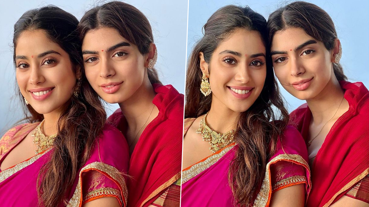 Janhvi Kapoor ने बहन Khushi Kapoor के साथ रेड साड़ी में इंस्टाग्राम पर ...