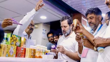 Rahul Gandhi Buys Ice Cream: राहुल गांधी ने खरीदी नंदिनी आइसक्रीम, डेयरी ब्रांड को कर्नाटक की शान बताया