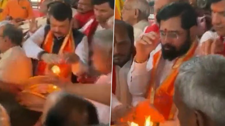 Eknath Shinde Ayodhya Visit: सीएम एकनाथ शिंदे-डिप्टी CM फडणवीस पहुंचे अयोध्या, राम जन्मभूमि मंदिर और हनुमान गढ़ी में की पूजा-अर्चना (Watch Video)