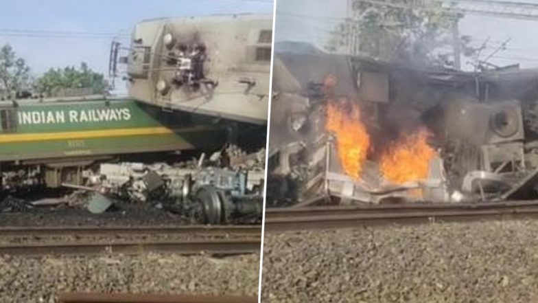 Goods Trains Collided: मध्य प्रदेश के शहडोल में दो मालगाड़ी के बीच टक्कर, इंजन में लगी आग | Watch Video