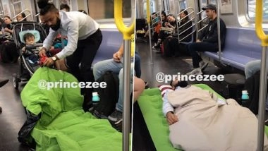 Man Sleeping on a Bed in Metro: मेट्रो में बेड लगाकर सो गया शख्स, वीडियो हुआ वायरल