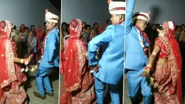 Dulha Dulhan Dance Video: भोजपुरी गाना बजते ही अपना आपा खो बैठे दूल्हा-दुल्हन, लगाए जोरदार ठुमके