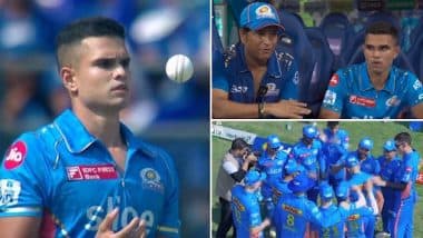 Arjun Tendulkar IPL Debut: सचिन तेंदुलकर ने ड्रेसिंग में बैठकर देखा अपने बेटे अर्जुन का आईपीएल डेब्यू मैच, देखें वीडियो