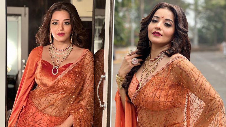 भोजपुरी एक्ट्रेस Monalisa ने ऑरेंज साड़ी में लगाई आग, अभिनेत्री की हॉट तस्वीरें सोशल मीडिया पर हुईं वायरल (View Pics)
