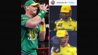 John Cena Share MS Dhoni's Pic: WWE लैजेंड जॉन सीना ने धोनी की तस्वीर इंस्टाग्राम पर की पोस्ट, 'यू कांट सीट मी' के अंदाज में दिख रहे कप्तान, देखें Photo