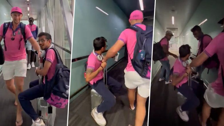 Suitcase Wali Taxi, Yuzi Bhai Sexy: युजवेंद्र चहल ने लिया स्पेशल टैक्सी का मजा, अपने साथियों खिलाड़ियों को ऐसे मारी टक्कर (Watch Video)