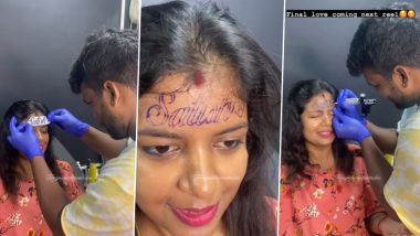 Tattoo On Forehead: महिला ने अपने माथे पर बनवाया पति के नाम का टैटू, इंटरनेट पर भड़के लोग, देखें वीडियो