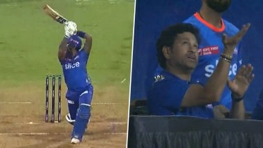 Sachin Tendlukar Reaction: सूर्यकुमार यादव के इस शॉट को देखकर सचिन तेंदुलकर भी रह गए दंग, सोशल मीडिया पर वीडियो हुआ वायरल (Watch Video)