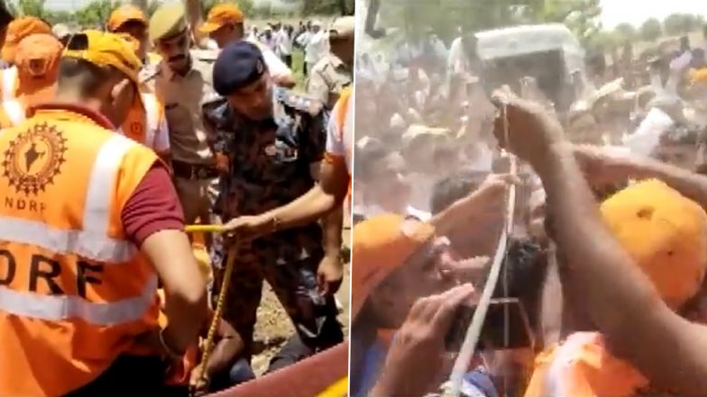 Boy Rescued From Borewell: जयपुर में SDRF की मेहनत लाई रंग, 300 फीट गहरे बोरवेल में गिरे 9 वर्षीय मासूम को बचाया गया (Watch Video)
