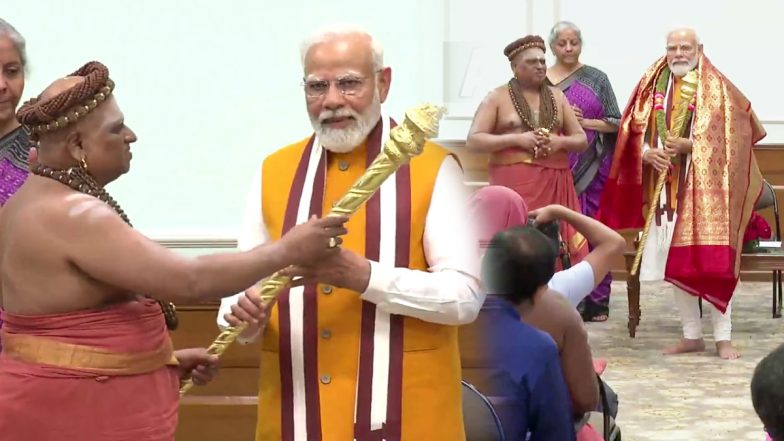 Sengol: अधीनम संतों ने पीएम मोदी को सौंपा 'राजदंड' सेंगोल, कल नए संसद भवन में होगा स्थापित