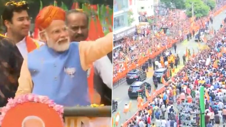 Karnataka PM Modi RoadShow: कर्नाटक चुनाव को लेकर बेंगलुरु में पीएम मोदी का 26 KM लंबा रोड शो शुरू, स्वागत में उमड़ी लोगों की बड़ी भीड़ (Watch Video)