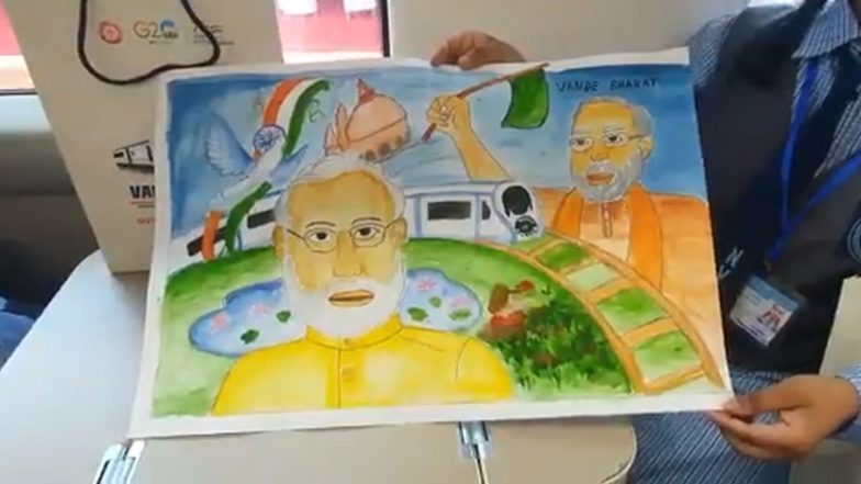 Students Paintings Of PM Modi: Vande Bharat ट्रेन की शुरुआत के दौरान असम के छात्र ने बनाई प्रधानमंत्री मोदी की पेंटिंग, दिया सुंदर संदेश, Video