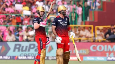 RR vs RCB, IPL 2023 Match 60: रॉयल चैलेंजर्स बैंगलोर की टीम ने राजस्थान रॉयल्स को दिया 172 रनों का लक्ष्य, कप्तान फाफ डु प्लेसिस और ग्लेन मैक्सवेल ने खेली ताबड़तोड़ अर्धशतकीय पारी