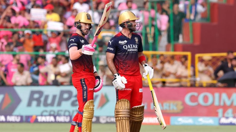 RR vs RCB, IPL 2023 Match 60: रॉयल चैलेंजर्स बैंगलोर की टीम ने राजस्थान रॉयल्स को दिया 172 रनों का लक्ष्य, कप्तान फाफ डु प्लेसिस और ग्लेन मैक्सवेल ने खेली ताबड़तोड़ अर्धशतकीय पारी