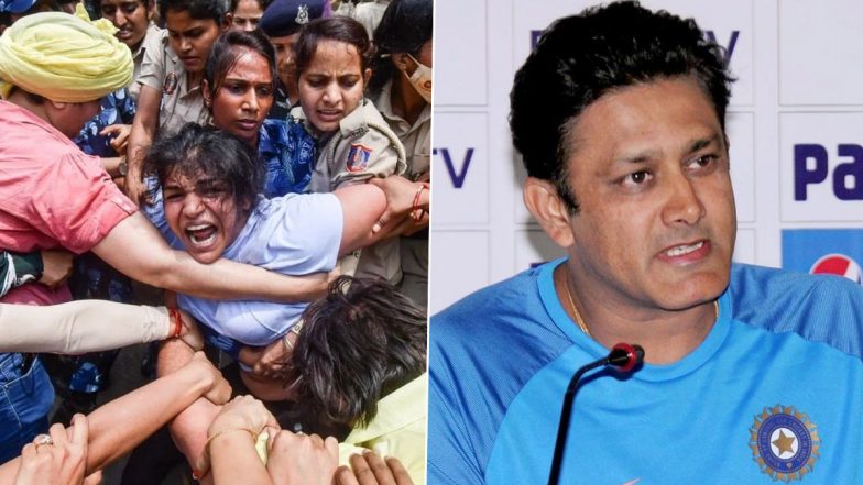 'Dismayed to Hear…Wrestlers Being Manhandled' दिल्ली पुलिस द्वारा प्रदर्शनकारी पहलवानों को हिरासत में लिए जाने परअनिल कुंबले ने दी अपनी प्रतिक्रिया, देखें Tweet