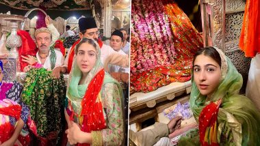 Sara Ali Khan visits Ajmer Dargah: मशहूर सूफी संत ख्वाजा मोईनुद्दीन चिश्ती की दरगाह पर पहुंची सारा अली खान, एक्ट्रेस के चाहने वालों का लगा जमावड़ा (View Pics)