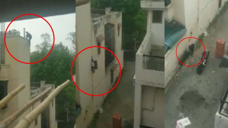 Delhi: शातिर चोर का VIDEO वायरल, 50 सेकेंड में पाइप के जरिए चौथी मंजिल पर चढ़ा और उतरकर भागा