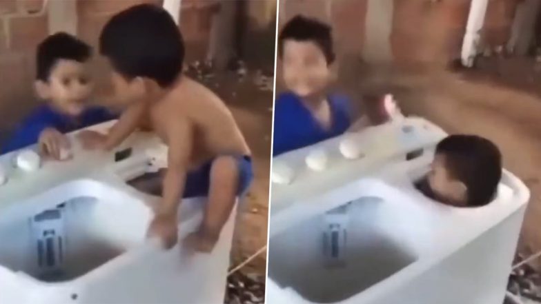 Shocking Video: वॉशिंग मशीन में घुसा बच्चा तो दूसरे ने कर दिया स्विच ऑन, फिर जो हुआ... आप भी देखें