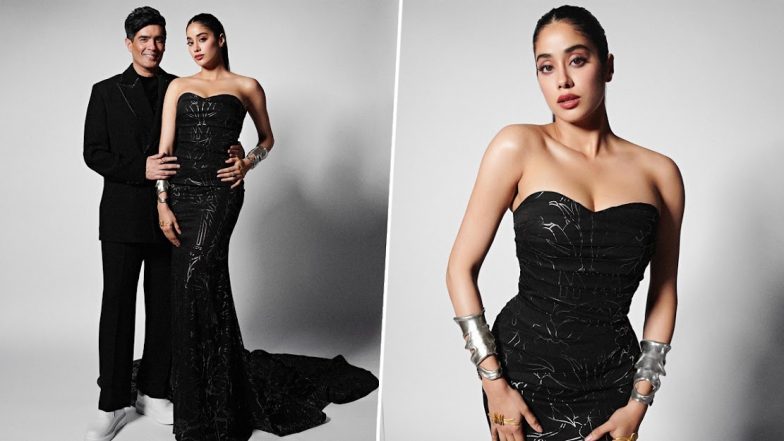 Janhvi Kapoor का सिजलिंग ब्लैक आउटफिट में दिखा स्टनिंग अवतार, एक्ट्रेस की हॉट तस्वीरें सोशल मीडिया  पर हुईं वायरल (View Pics) 