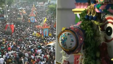 Jagannath Rath Yatra 2023: जगन्नाथ रथ यात्रा के लिए उमड़ी लाखों की भीड़, सीएम भूपेंद्र पटेल ने की पाहिंद विधि (देखें)