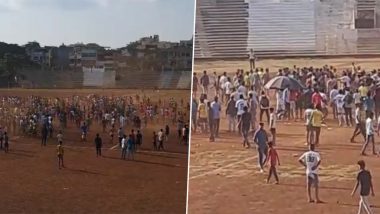 Football Players Fight in Kolhapur Video: कोल्हापुर के छत्रपति शिवाजी स्टेडियम में दो टीमों के फुटबॉल खिलाड़ियों के बीच जमकर लड़ाई, देखें वायरल वीडियो