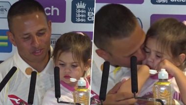 Usman Khawaja Daughter Playing With Journalist’s Camera: प्रेस कॉन्फ्रेंस के दौरान उस्मान ख्वाजा ने पत्रकार के कैमरे से खेलती बेटी आयशा को पकड़ा, देखें खुबसूरत वीडियो