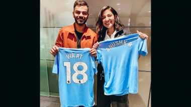 Virat Kohli-Anushka Sharma With Manchester City Jersey: मैनचेस्टर सिटी जर्सी के साथ नजर आए विराट कोहली और अनुष्का शर्मा, एफए कप का फाइनल देखने पहुंचें थे