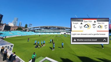 IND vs AUS, WTC 2023 Final Day 5, London Weather Updates: यहां जानें लंदन में डब्ल्यूटीसी फाइनल के पांचवें दिन ओवल में कैसी रहेगी मौसम, देखें हर घंटे बारिश की पूर्वानुमान